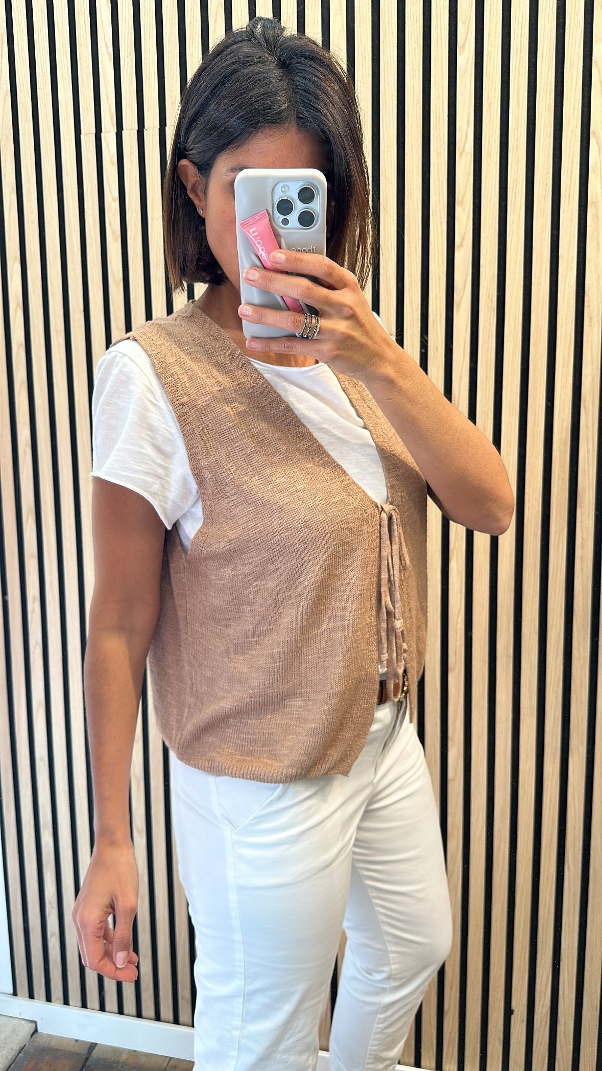 Gilet lacci misto Lino