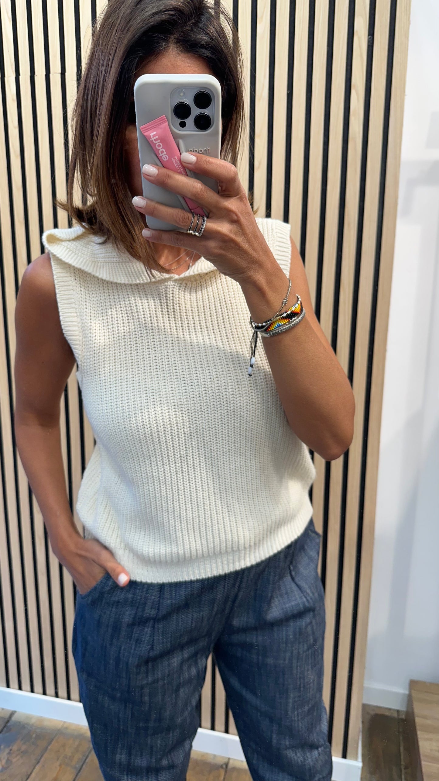Gilet in maglia con cappuccio