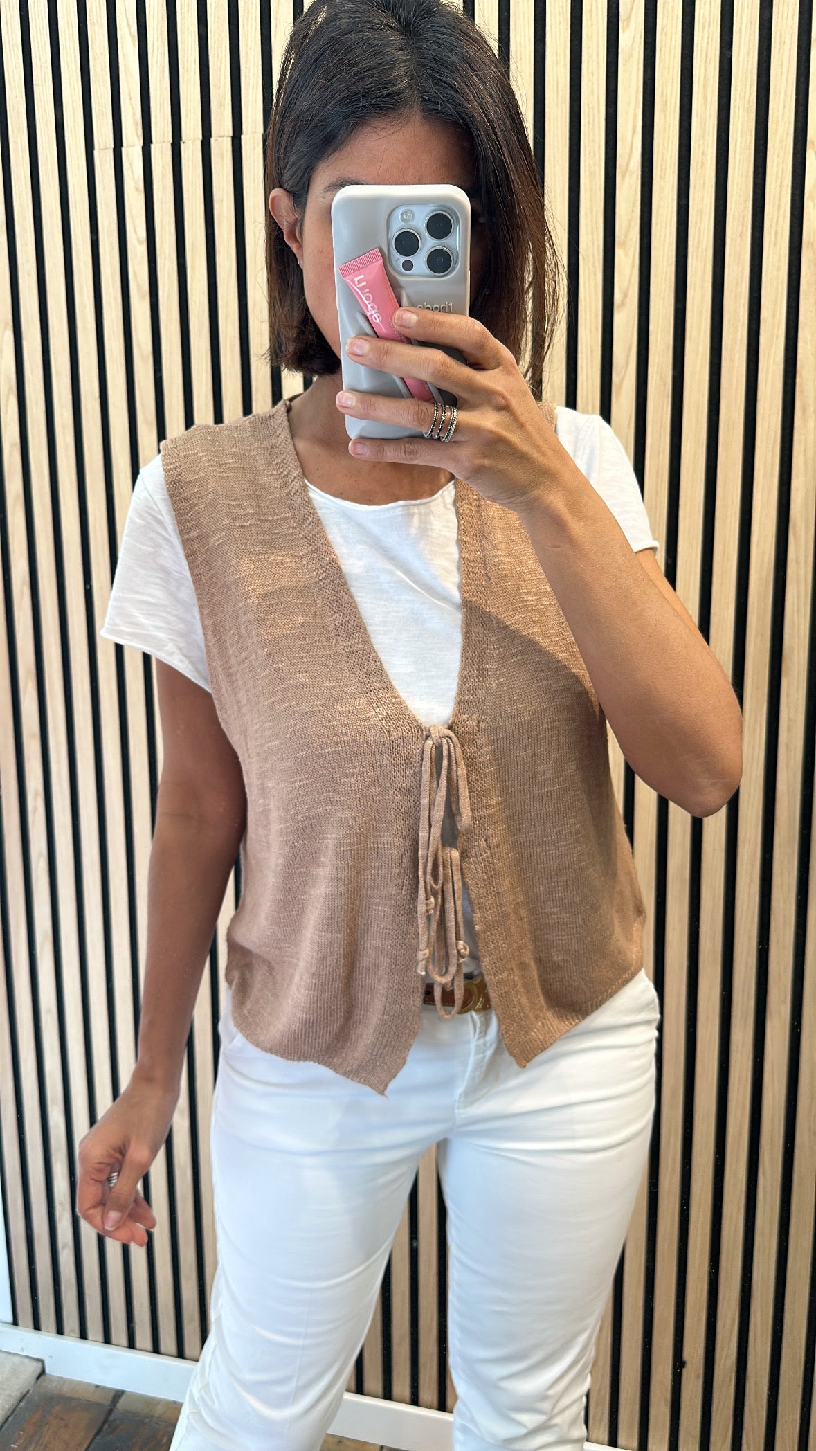 Gilet lacci misto Lino