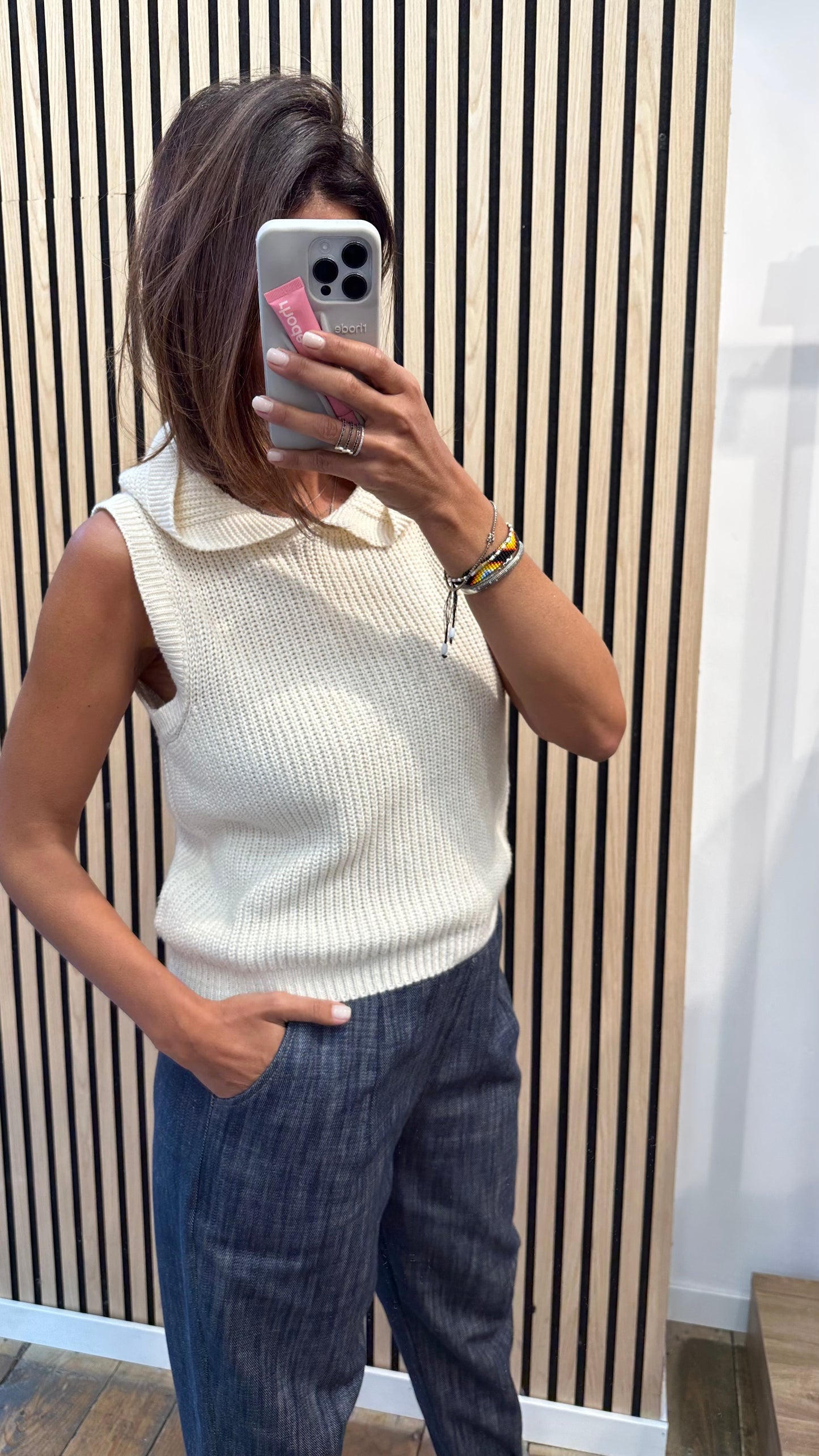 Gilet in maglia con cappuccio