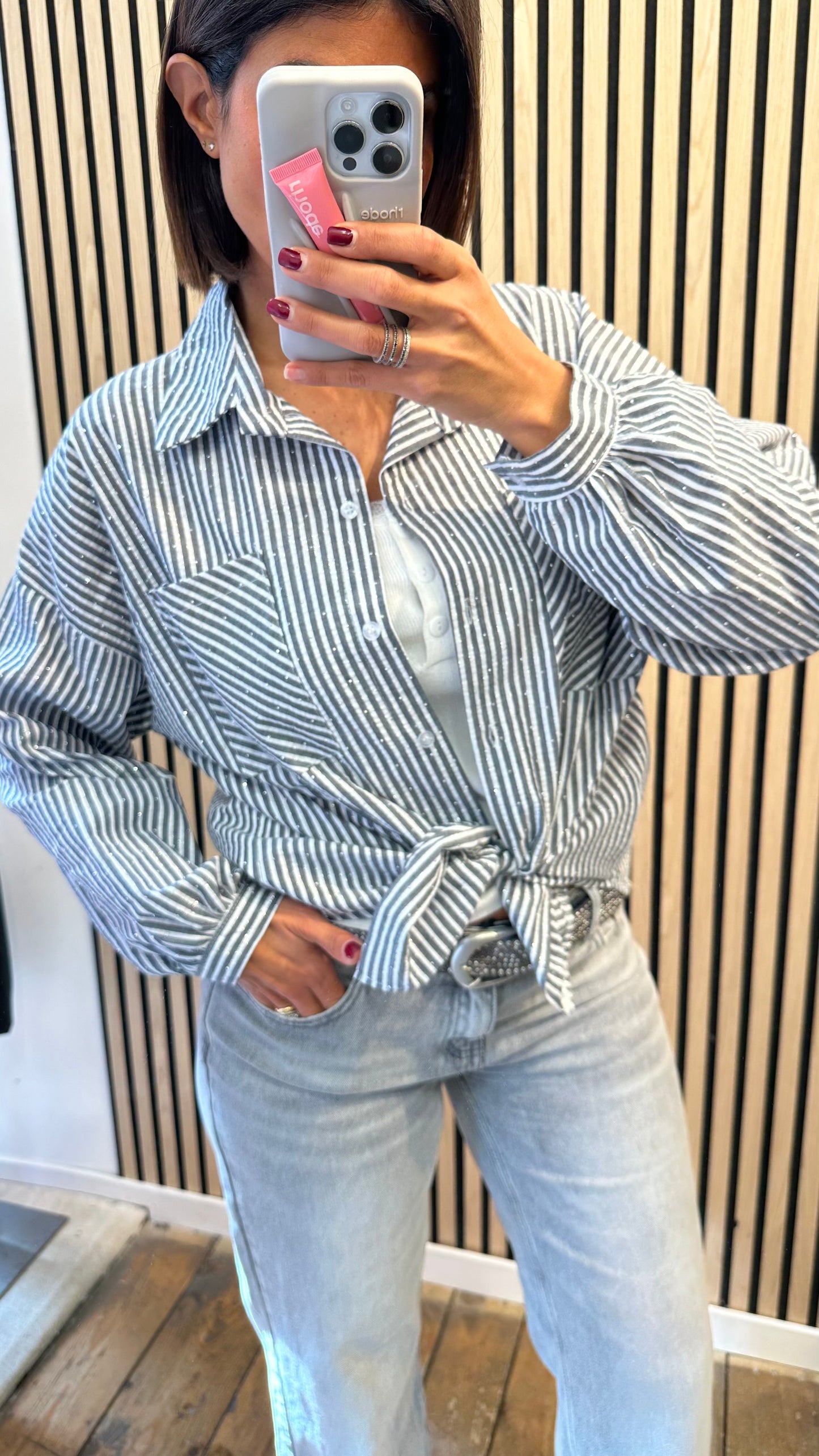 Camicia gessata strass