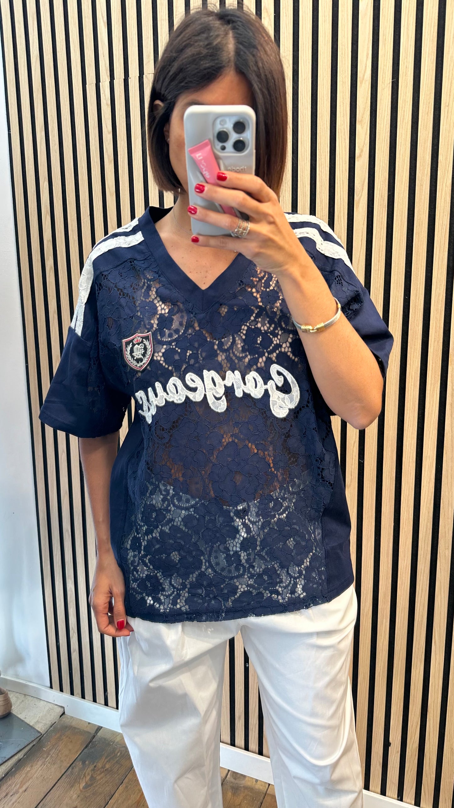 T-Shirt Gargeaus in pizzo