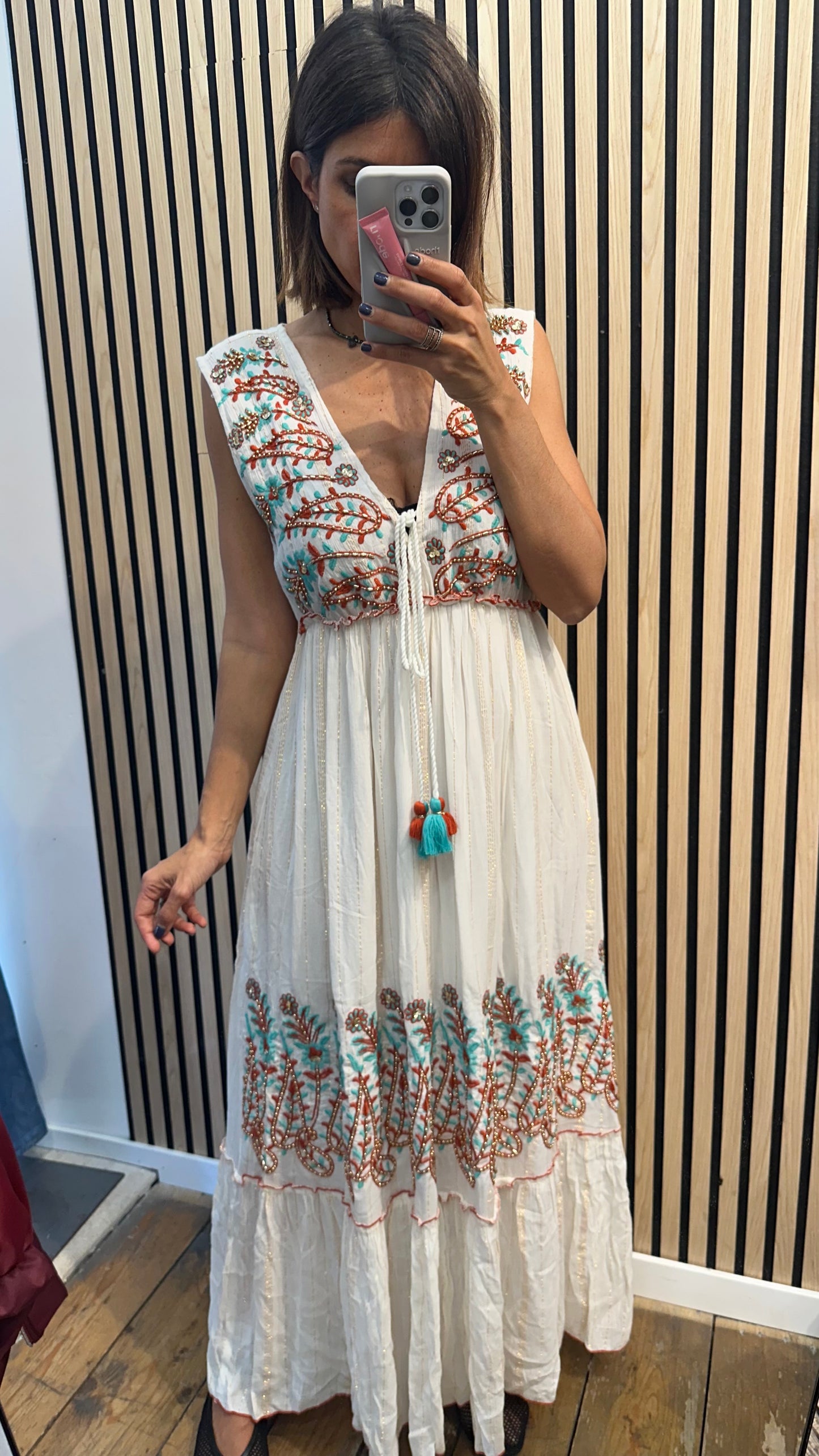 Abito Boho - verde acqua / Mattone