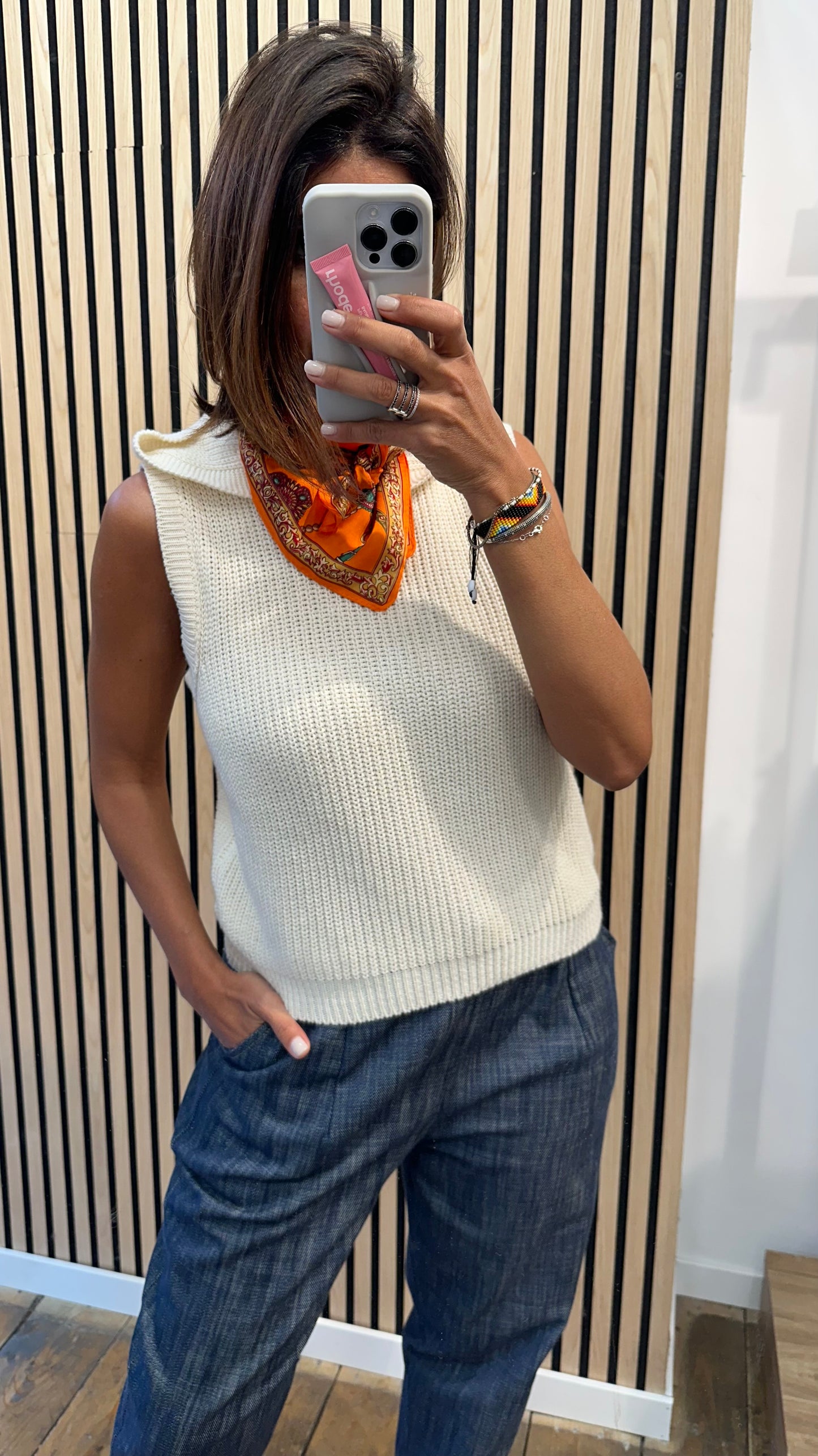 Gilet in maglia con cappuccio
