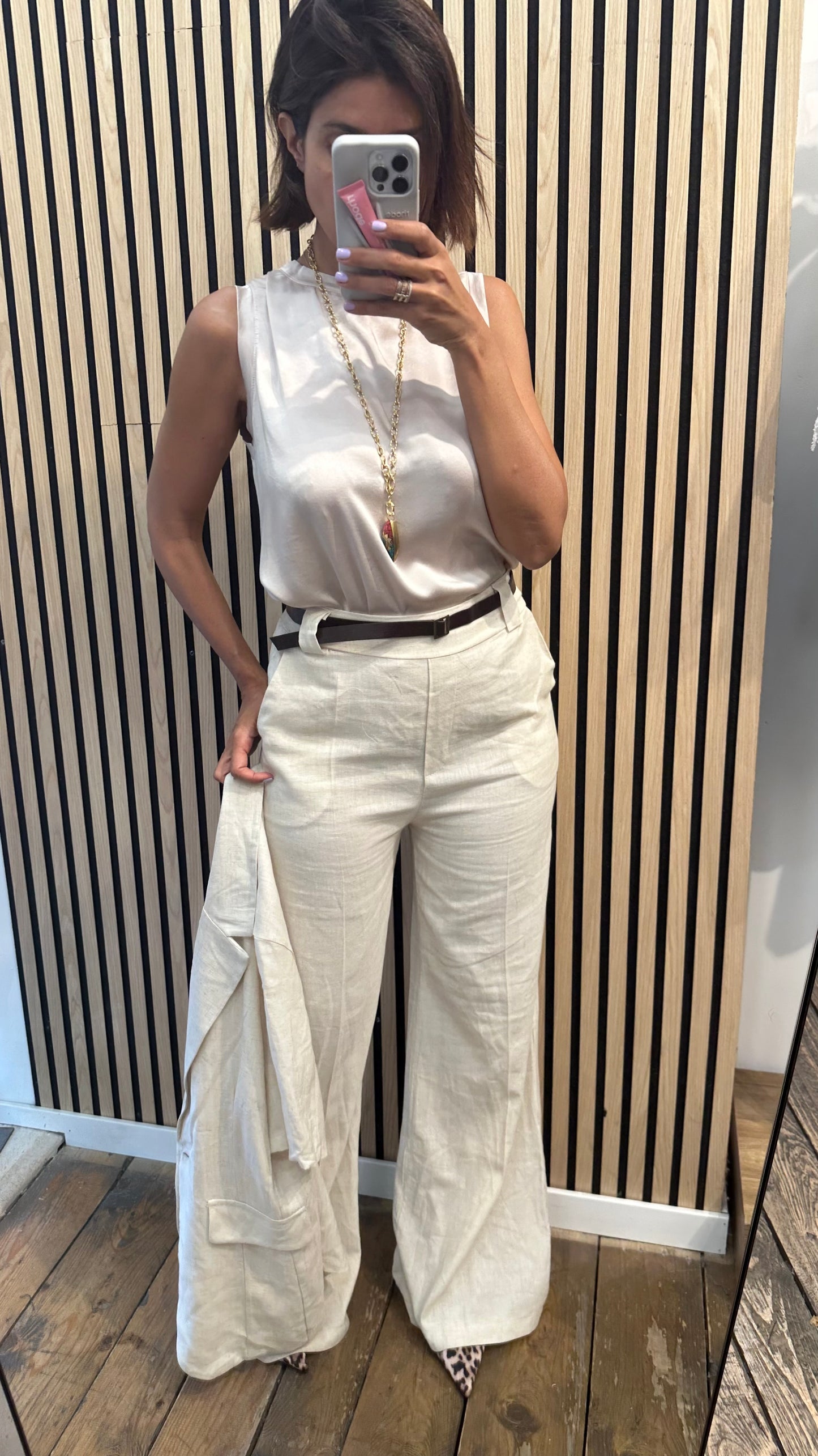 Pantalone in lino & viscosa