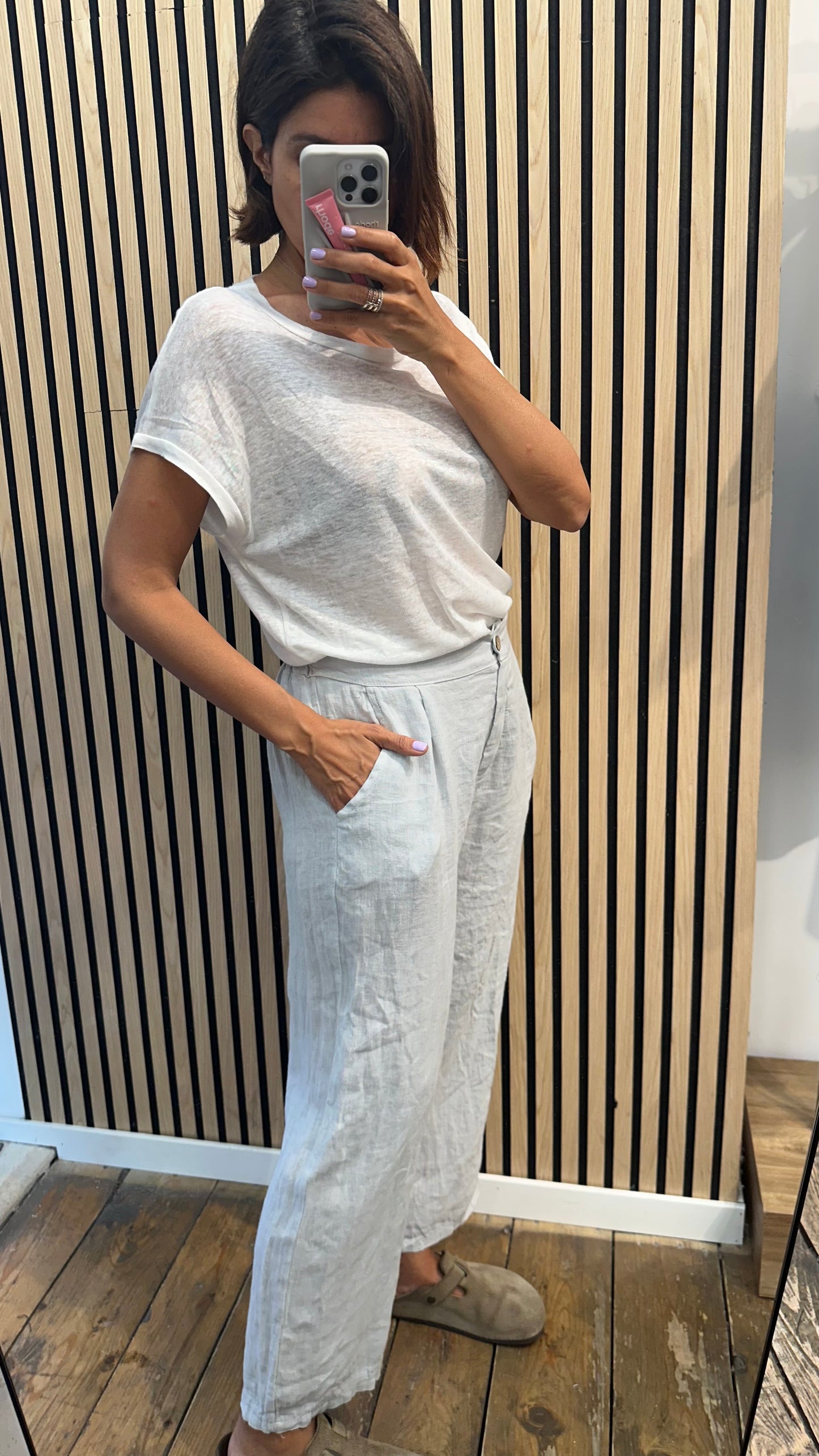 Pantalone in lino dritto