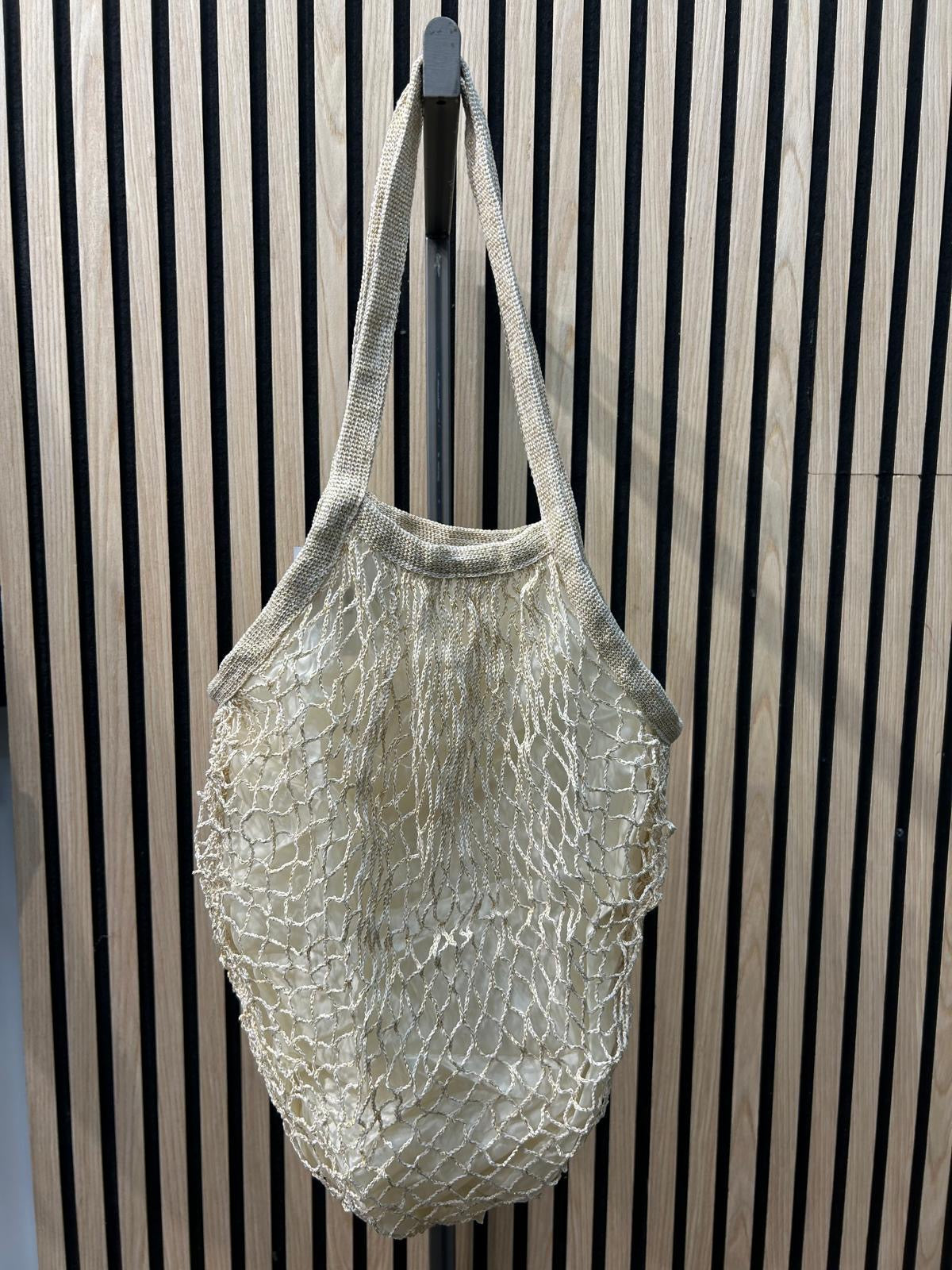 Shopper a rete lamé oro