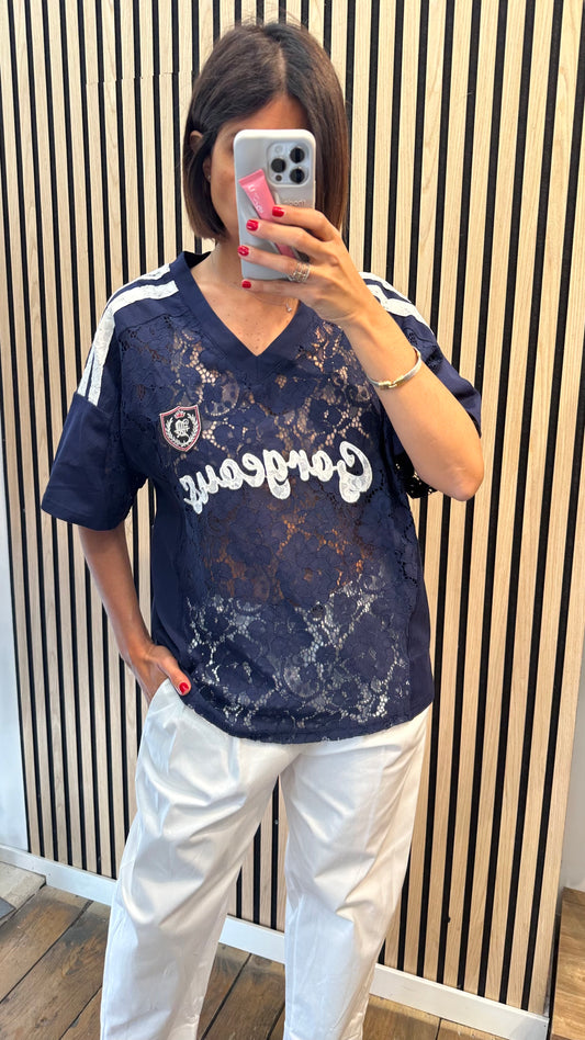 T-Shirt Gargeaus in pizzo